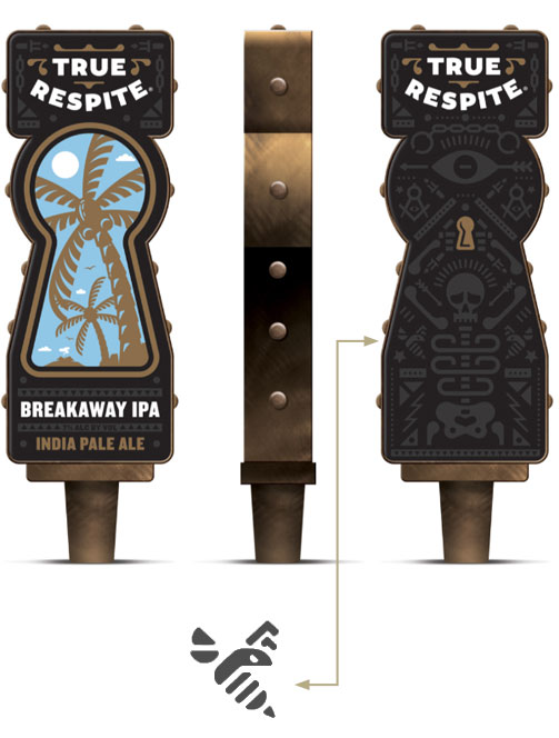 True Respite tap handle with yellow jacket
