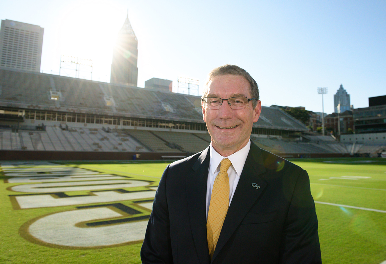 Todd Stansbury on the field at Bobby Dodd Stadium