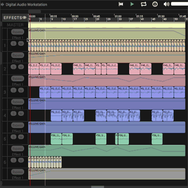 The student can see how their code creates each track and play the song
