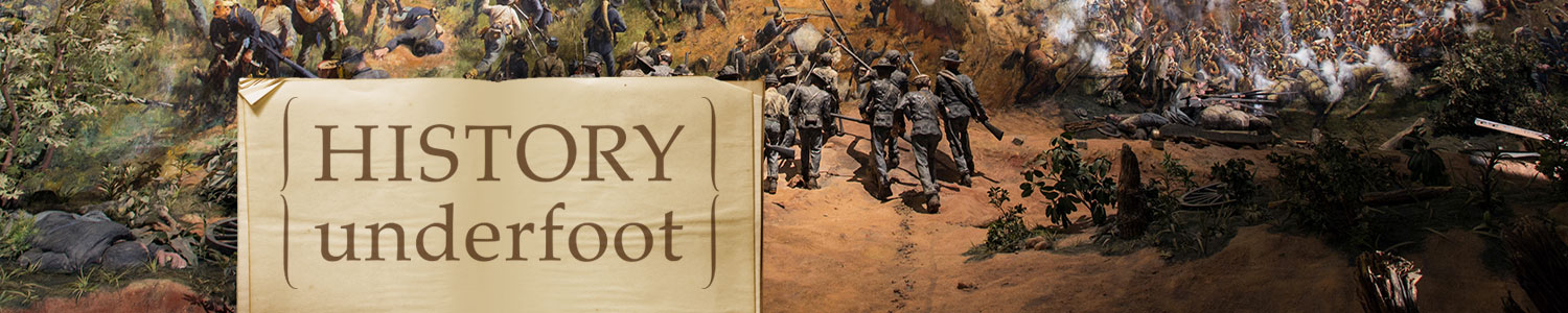 A painting of the Battle of Atlanta, fought during the Civil War, with the words, "History Underfoot."