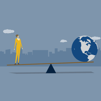 illustration - woman and globe