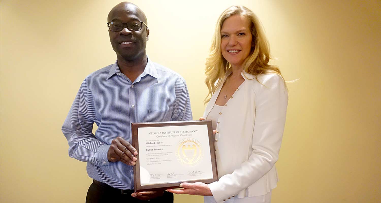 A Cyber Certificate recipient from Georgia Tech Professional Education.