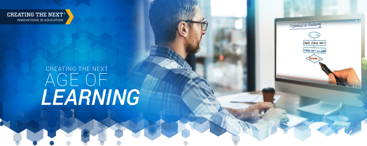 A student taking an online class