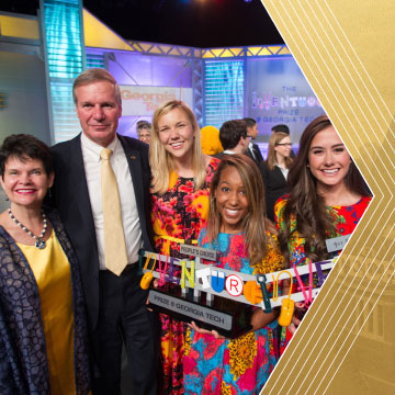 President Peterson and Val Peterson with Inventure prize winners