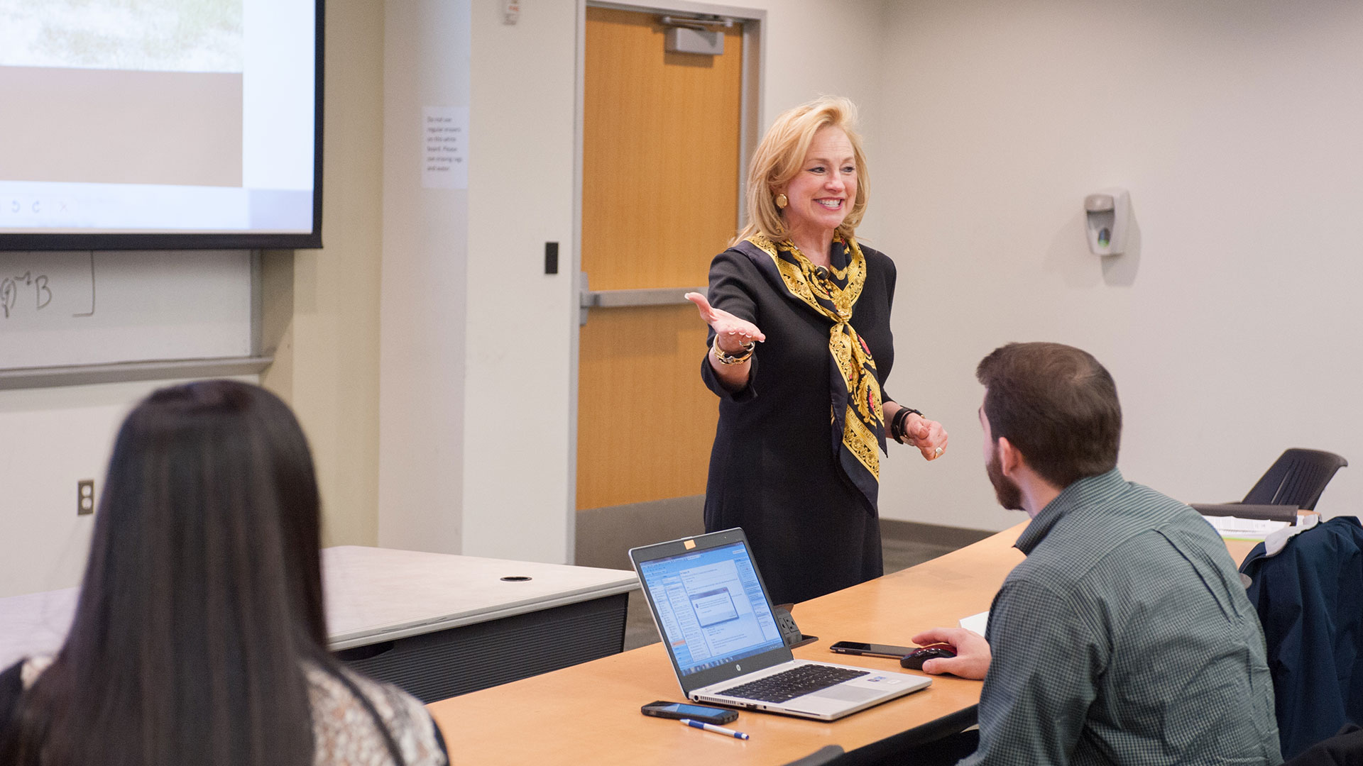 photo - Deborah Phillips and students in class