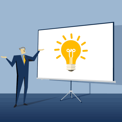 illustration - lightbulb on slide screen