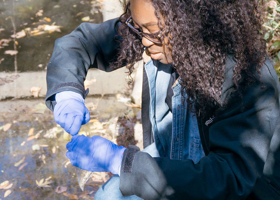 Student working on water project