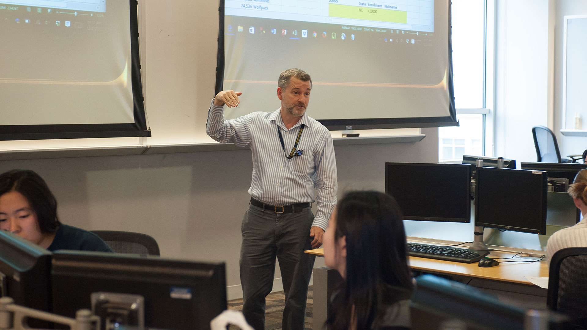 photo - Michael Smith and students in class
