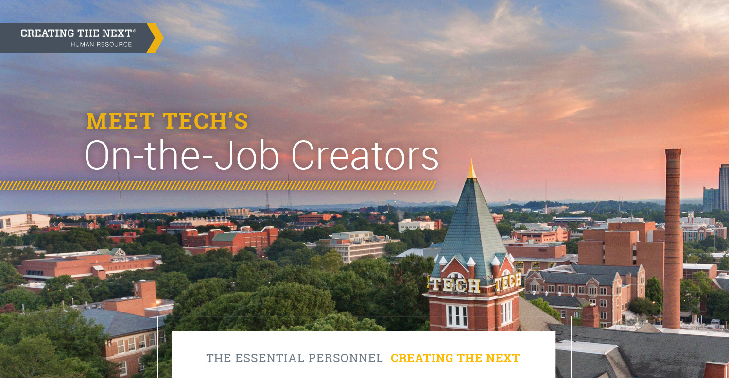 A sunset view of Tech Tower