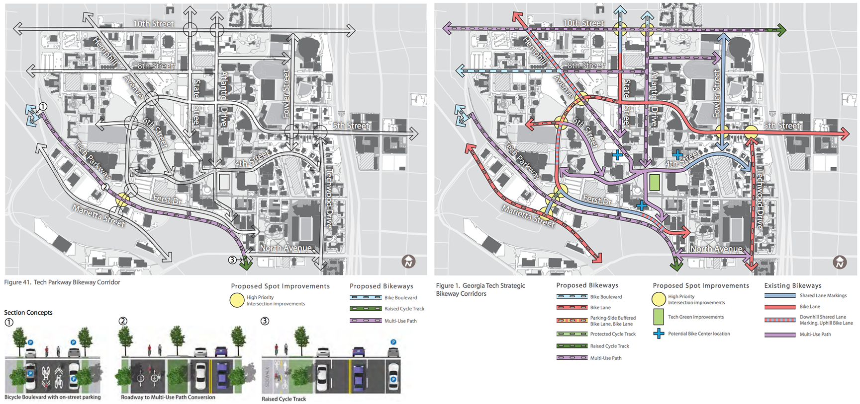map of Georgia Tech approved bicycle paths