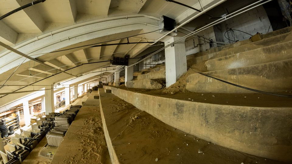 Old concrete stands located under the current stands.