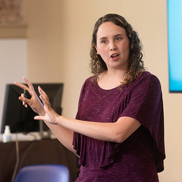 irene daboin teaches a class about happiness