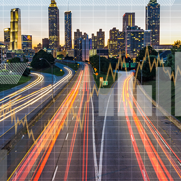 The Atlanta skyline and 75/85 highways.