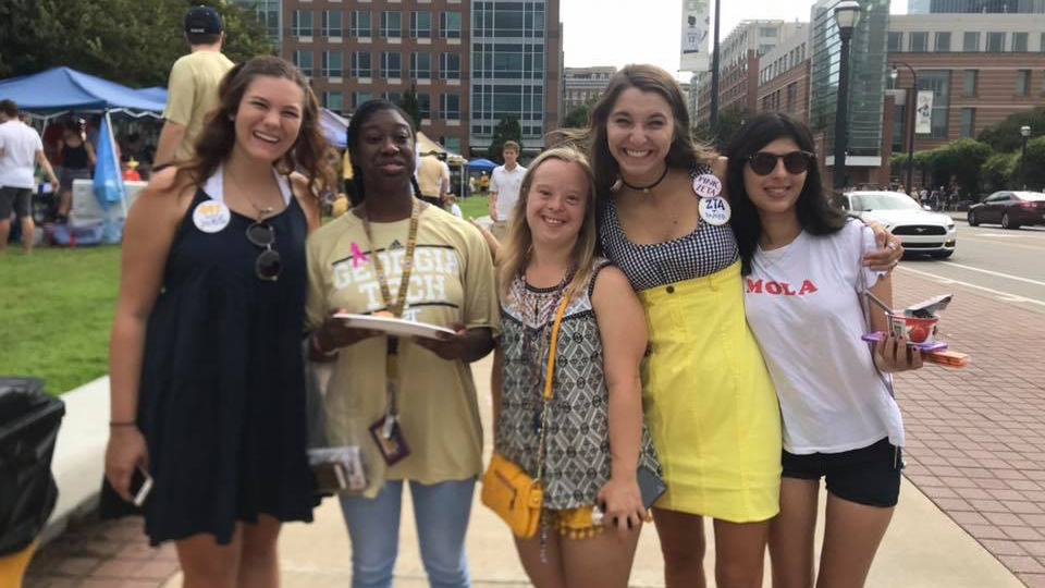 students tailgating on the fifth street bridge