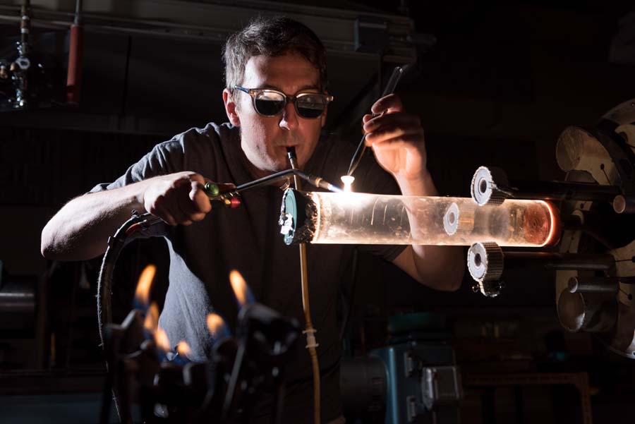 Scientific glassblowing is a specialty field of glassblowing used in science, industry, art, and design. There are approximately 50 scientific glassblowers employed at American universities.