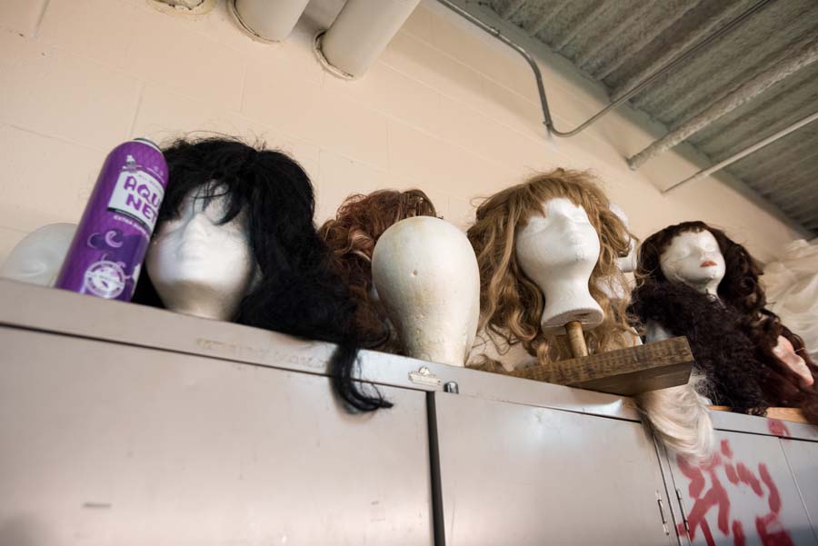 Wigs in the Prop Room: “Long beautiful hair. Shining, gleaming, streaming, flaxen, waxen.”