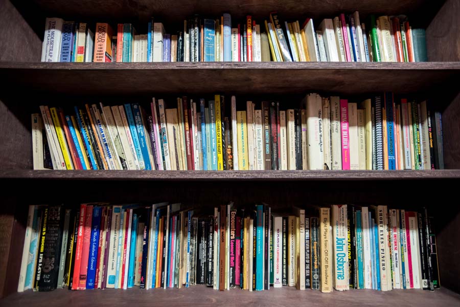 The theater has a collection of plays for students to peruse when selecting the next DramaTech production.