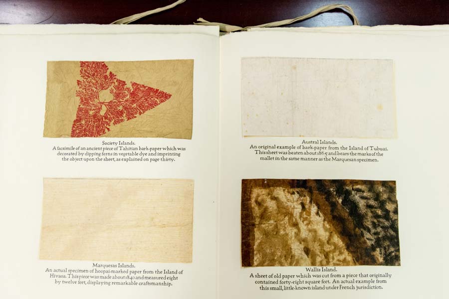 The Paper Museum has more than 2,000 books, including this one that features handmade papers from Japan.