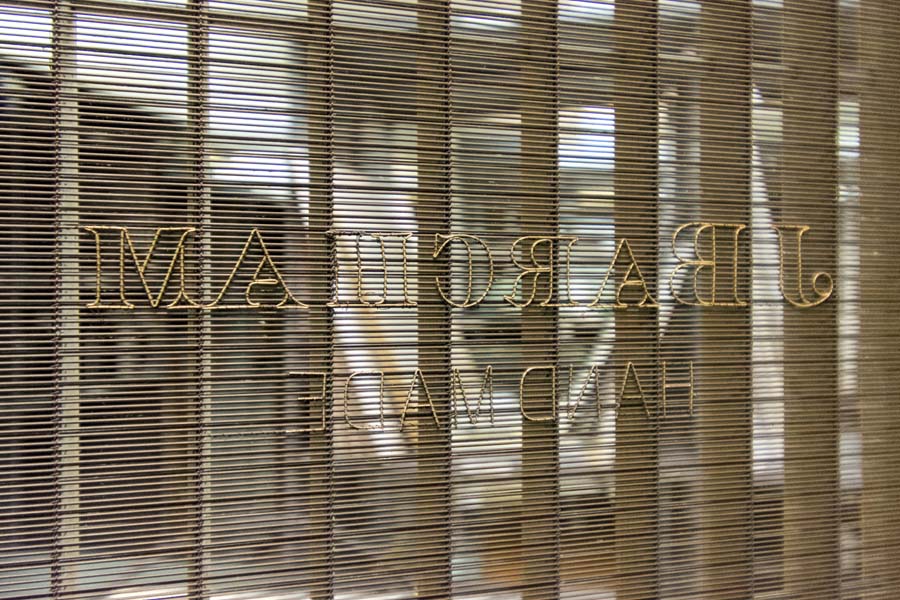 Close-up of a mold and deckle used to make paper.