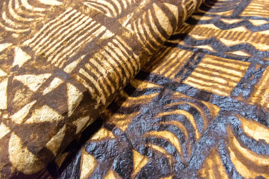 These pieces of bark cloth are also called “tapa.”