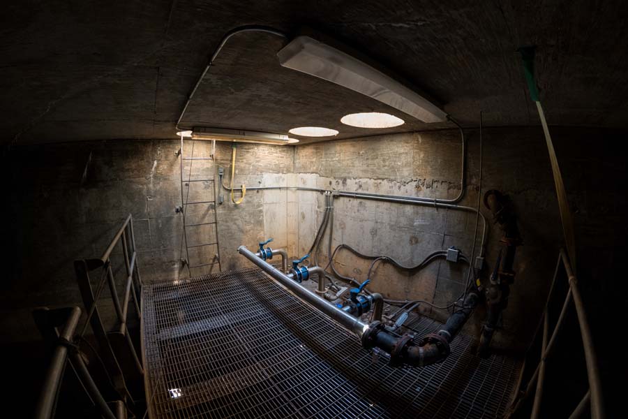 Plumbers stand on this platform when performing maintenance on the pumps that supply reclaimed water to Clough Commons and the Kessler Campanile fountain, and irrigate Tech Green and nearby areas.