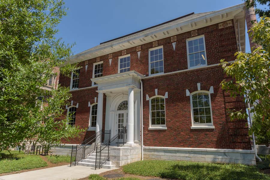 The red crosses under the eaves of the Chapin Building are a reference to the building’s original use as a hospital.