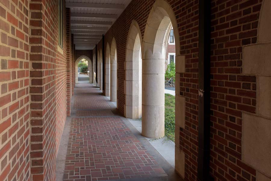 Covered walkways lead to Brittain’s entrance.