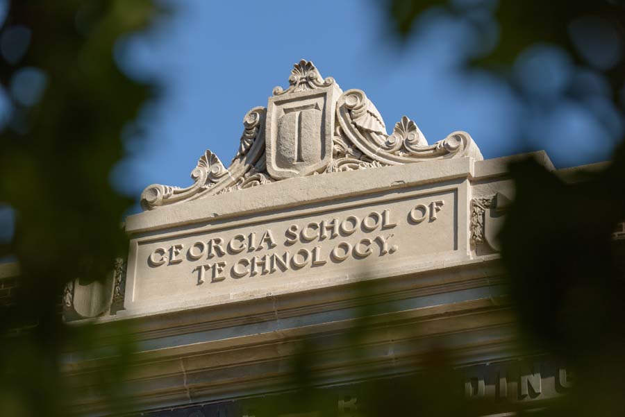 The entrance to the Carnegie Building is emblazoned with Georgia School of Technology.