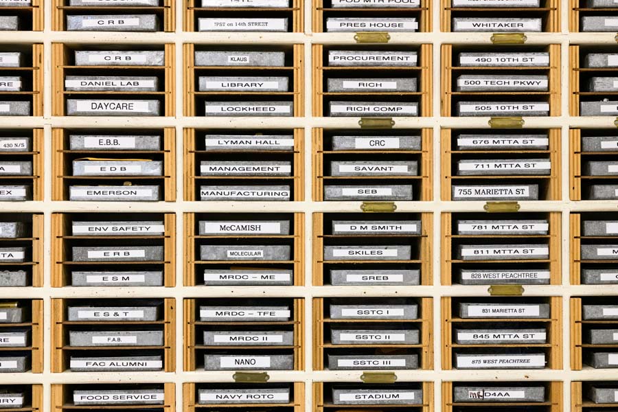 The Lockshop stores extra lock cores for each campus building.