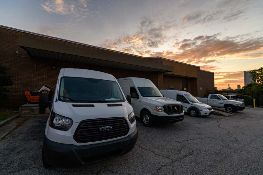 After the incoming mail is sorted, scanned, and bundled, it is loaded into a fleet of vehicles for delivery across campus.