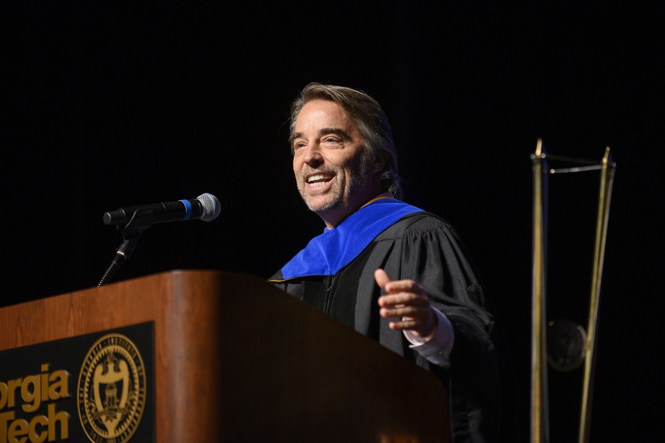 Gregory Unruh, professor at George Mason University, speaks about President Cabrera at the Investiture ceremony.
