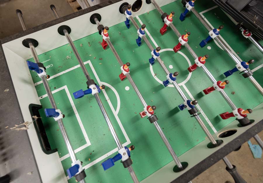 This foosball table, if not redistributed to another department, could be made available to the public through internet auctions.