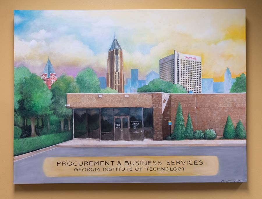 Painting by Maria Tonelli Smith is part of the office décor.