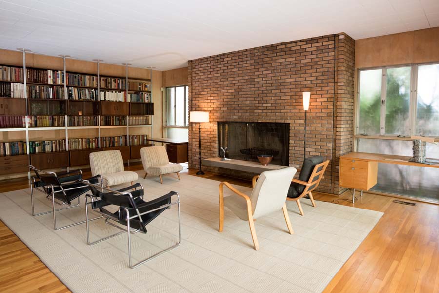 Sculpture garden at entrance.