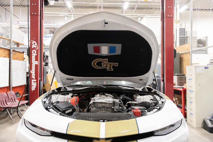The EcoCAR Team is transforming a Chevrolet Camaro into an environmentally friendly hybrid electric vehicle.