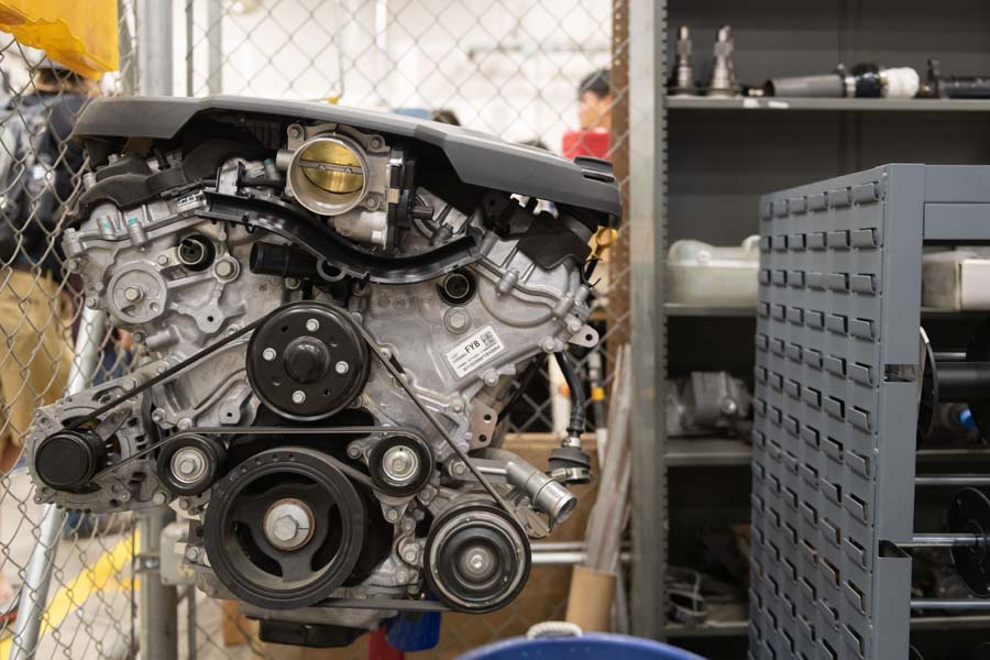 This V6 engine was removed from EcoCAR’s vehicle as part of the hybrid conversion.