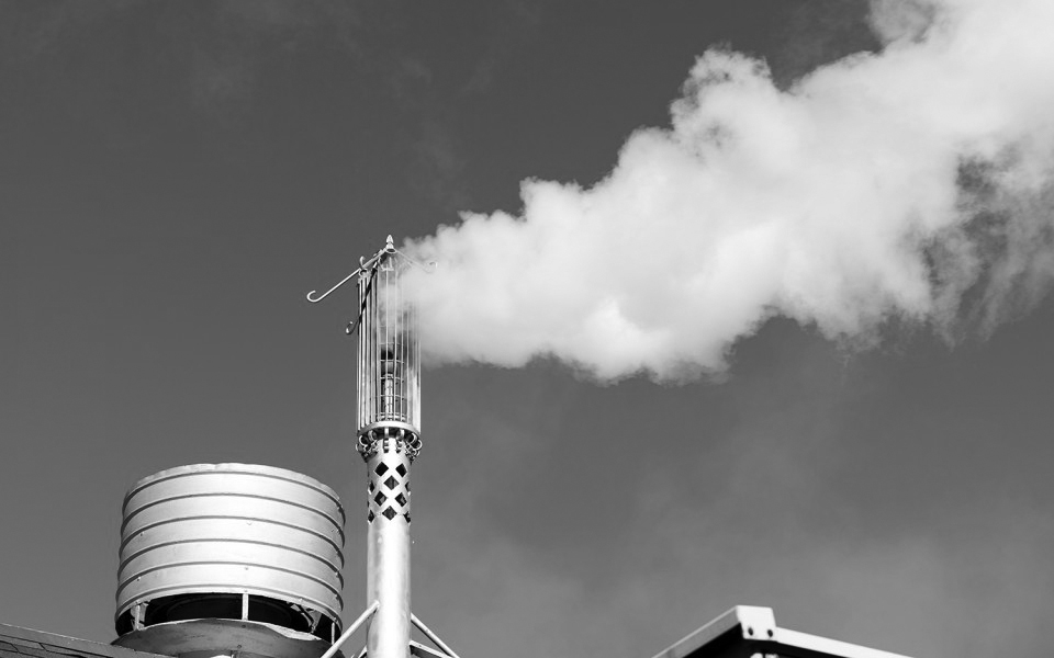 steam whistle in black and white