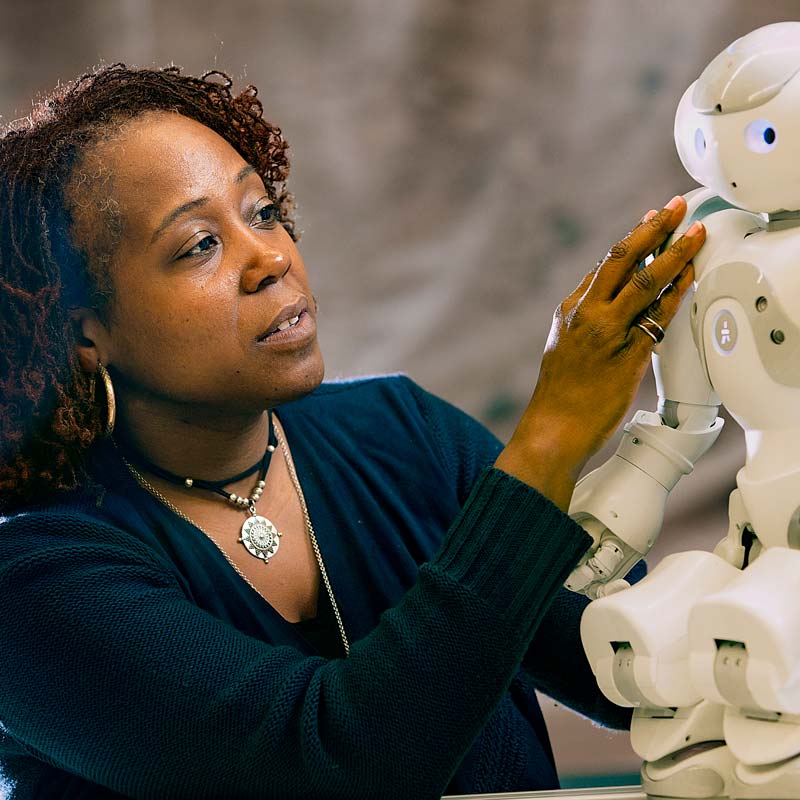 Ayanna Howard with one of her robots