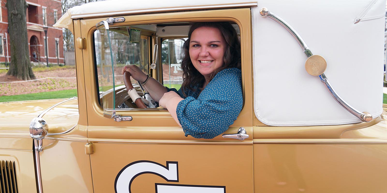 Abi Ivemeyer behind the wheel of the Wreck