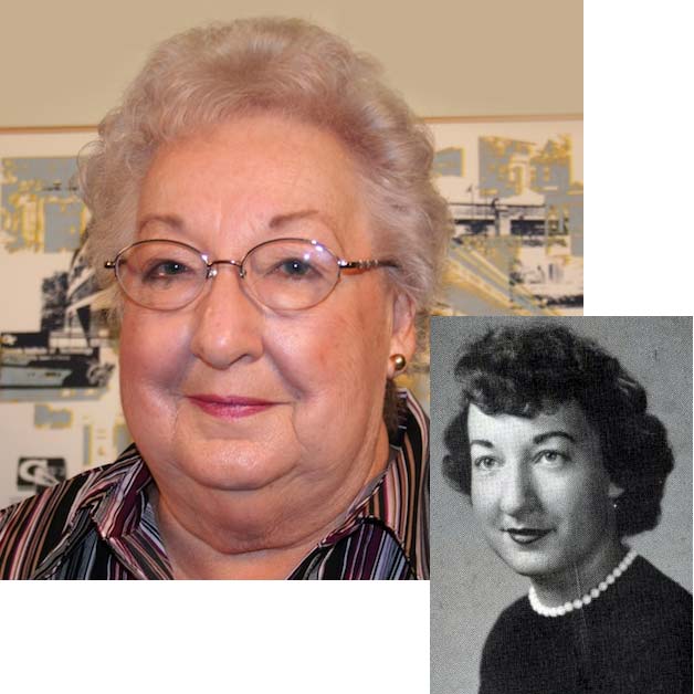 Side-by-side portraits of Martha Moss, one from recently, one from the fifties