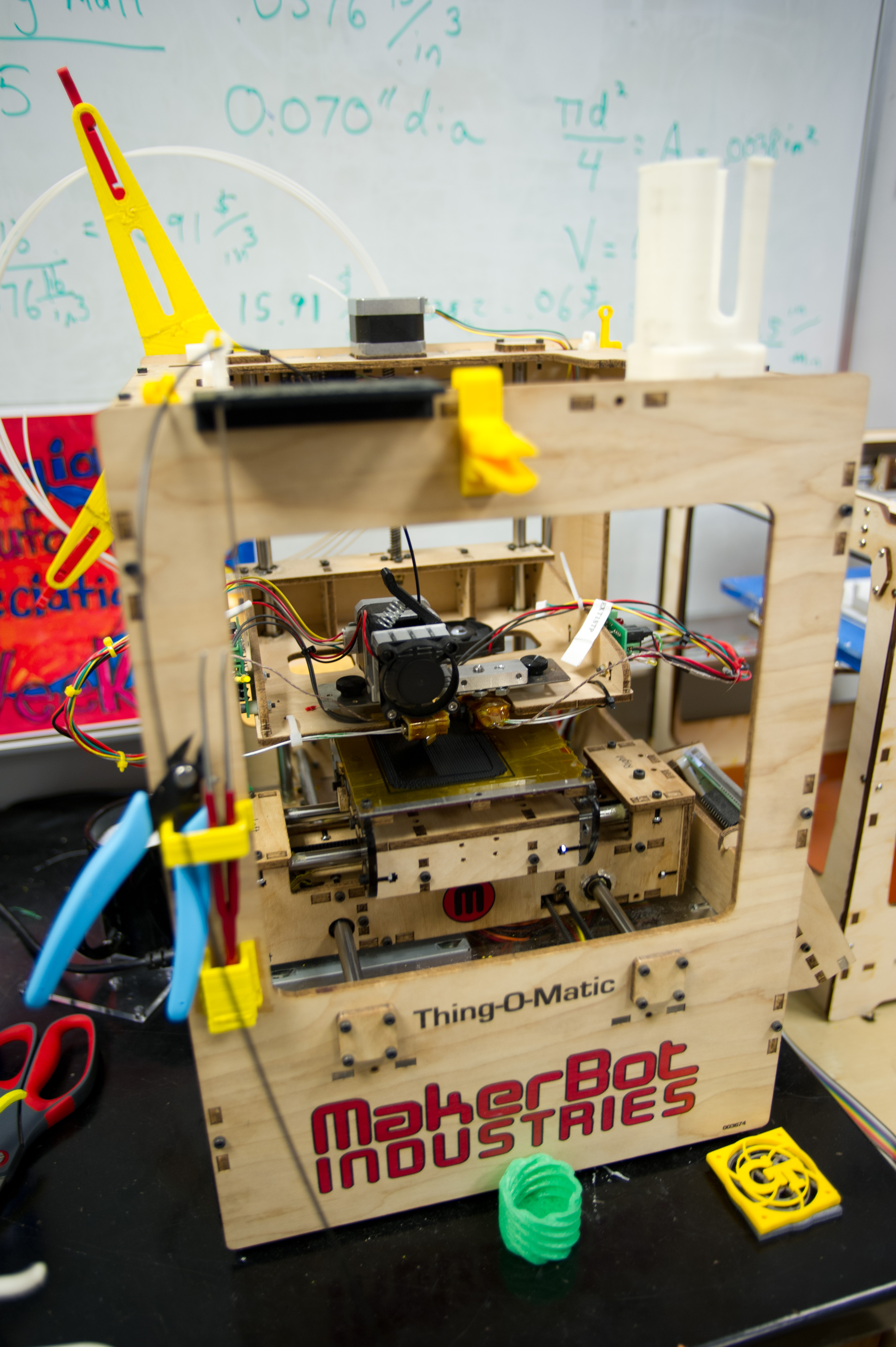 Georgia Tech's Makers Club runs the Invention Studio, where equipment is made available to students for use on personal projects as well as coursework. Displayed are some "experiments" members of the studio created.