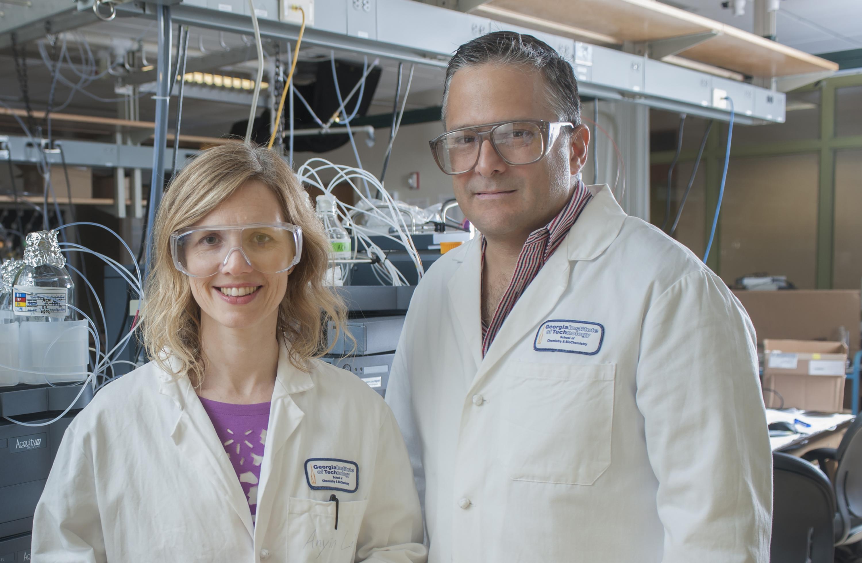 Martha Grover, a professor in Georgia Tech's School of Chemical and Biomolecular Engineering, and Facundo Fernández, a professor in the School of Chemistry and Biochemistry, in Fernández's lab. Credit: Georgia Tech / Christopher Moore