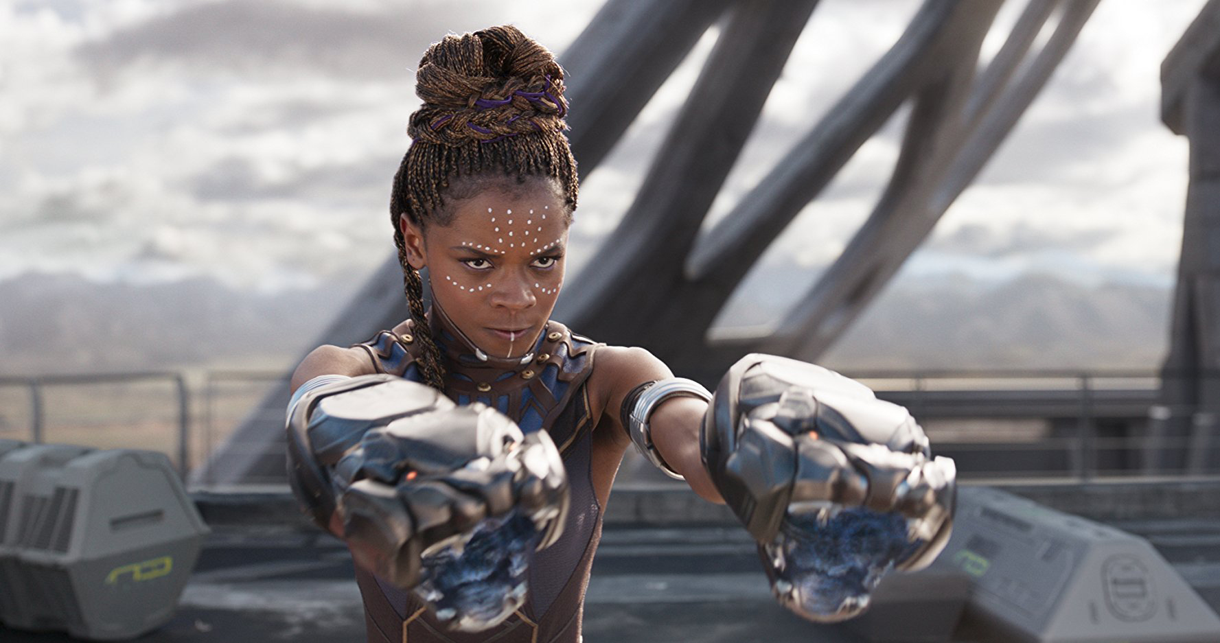 Princess Shuri, played by Letitia Wright, puts the technologically advanced weapons she helped design and build to use in helping her brother defend the kingdom of Wakanda in "Black Panther." Marvel Films photo Princess Shuri, played by Letitia Wright, puts the technologically advanced weapons she helped design and build to use in helping her brother defend the kingdom of Wakanda in "Black Panther." Marvel Films photo