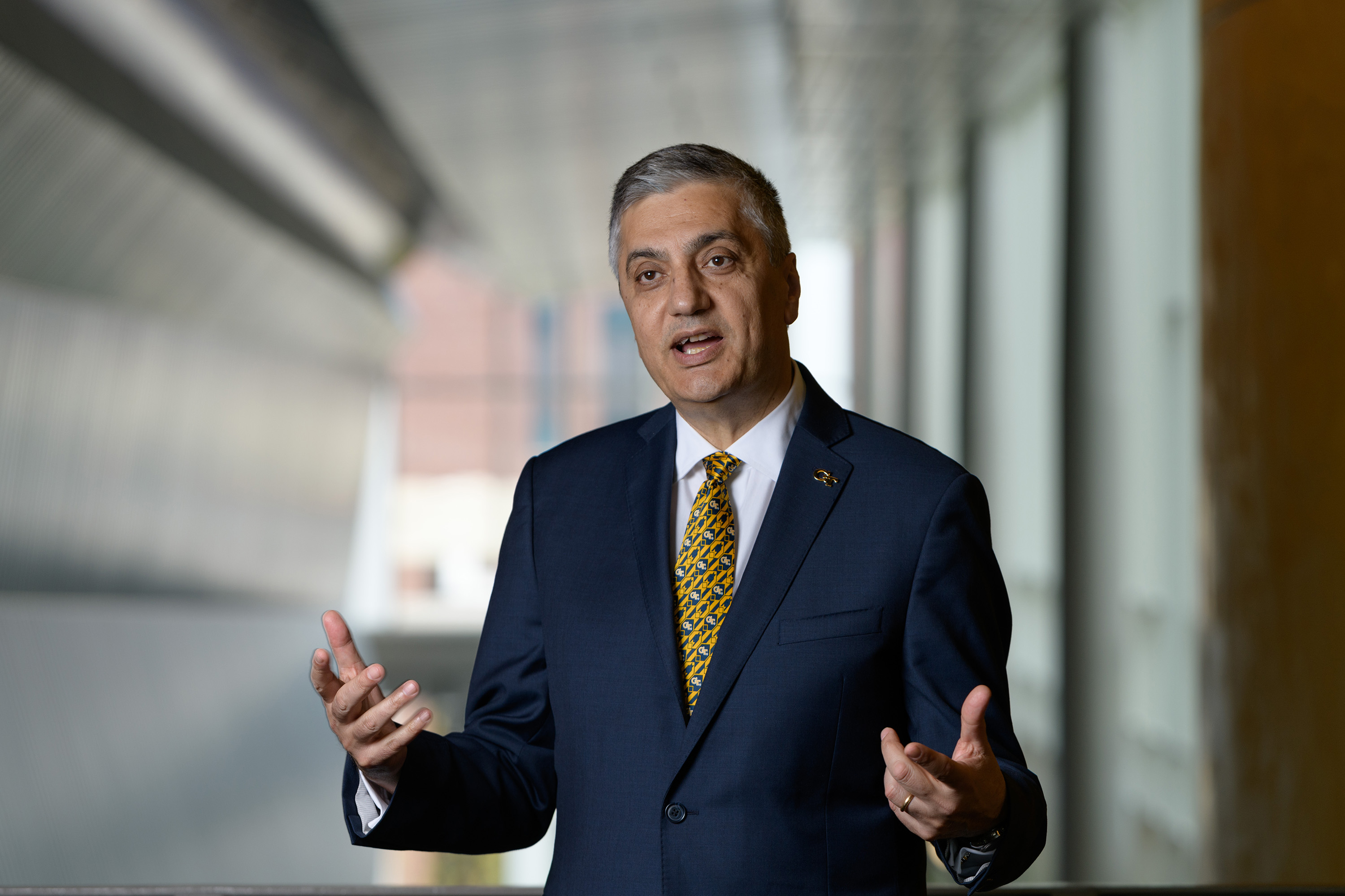 Chaouki Abdallah is Georgia Tech's executive vice president for research. He's shown in the Marcus Nanotechnology Buildling. (Credit: Rob Felt, Georgia Tech)