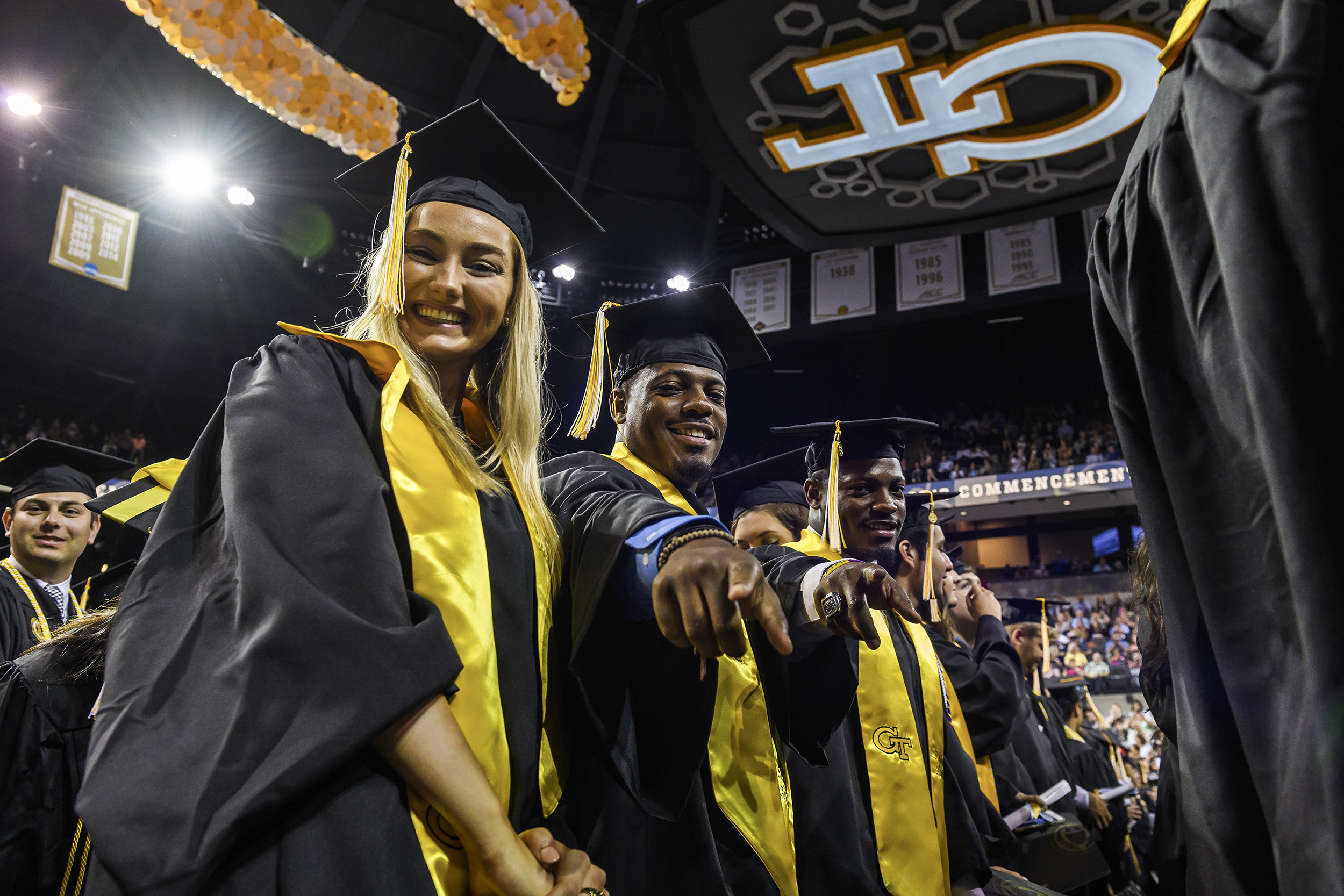Student-athletes during hte 2018 spring commencement ceremony.