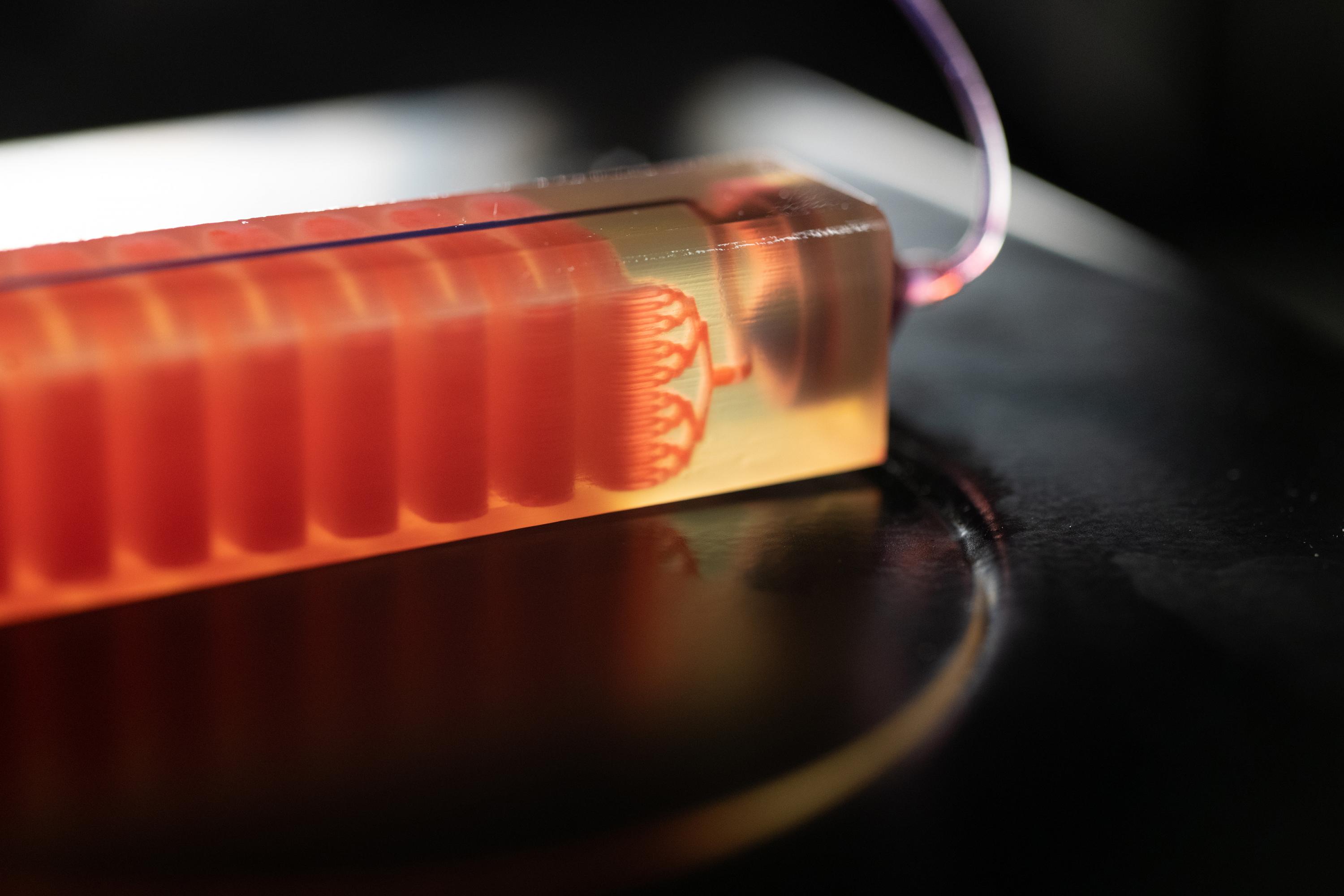 A 3D-printed cell trap developed in the laboratory of Georgia Tech Assistant Professor A. Fatih Sarioglu captures blood cells to isolate tumor cells from a blood sample. (Photo: Allison Carter, Georgia Tech)