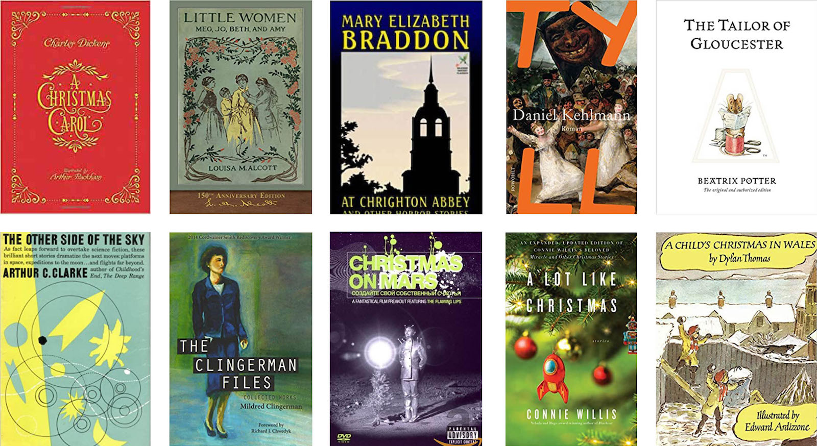 Book jackets for holiday reading recommendations