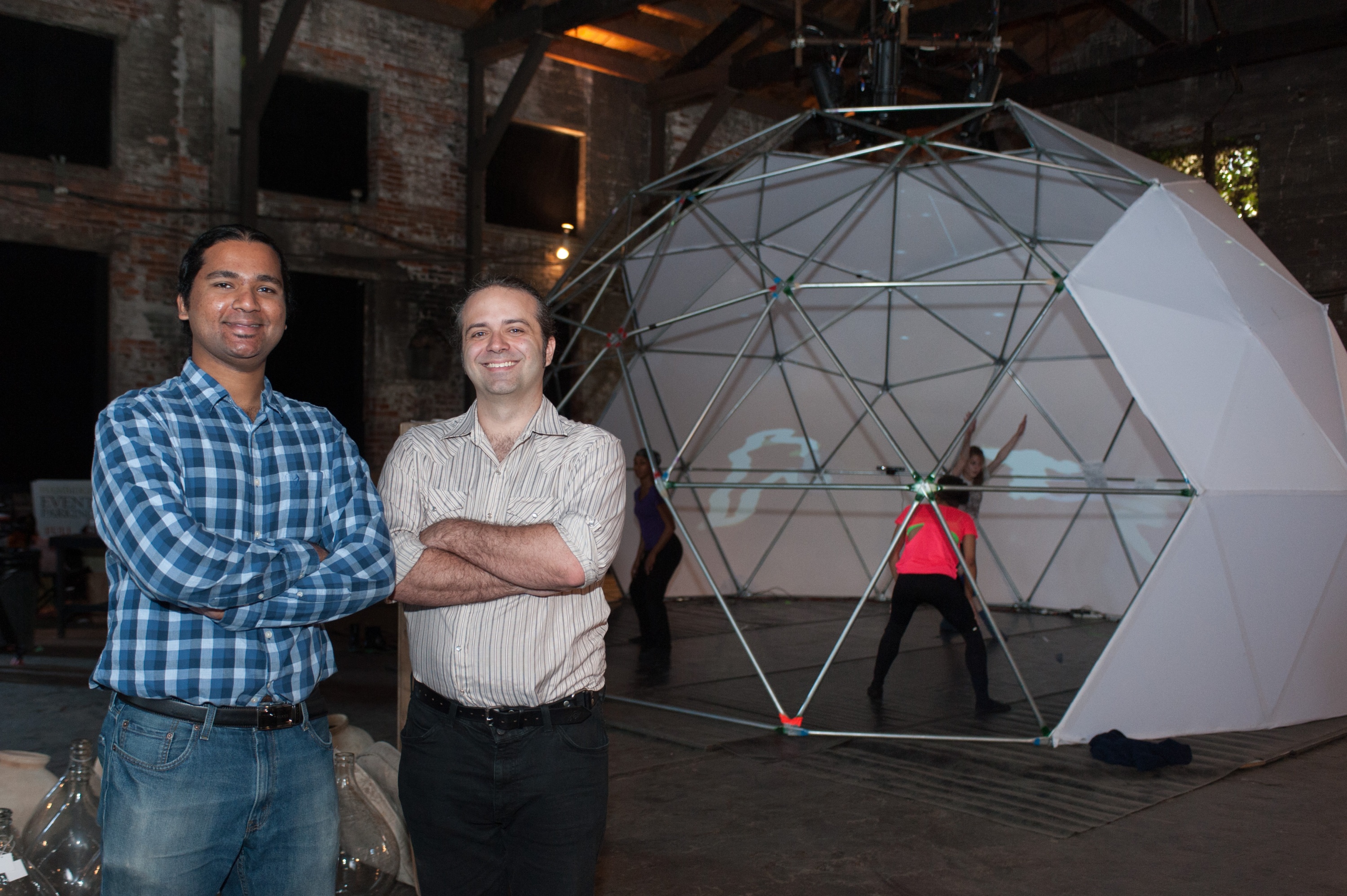 Ph.D. student Mikhail Jacob (left) and Associate Professor Brian Magerko co-lead the LuminAi project.