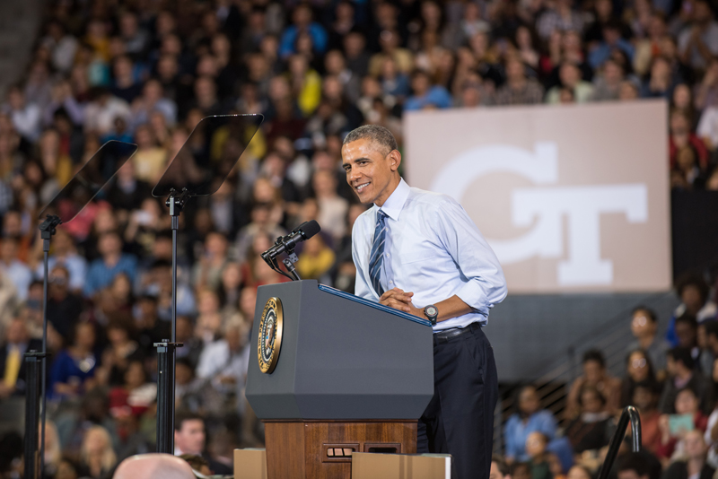 President Barack Obama spoke to a packed house at McCamish Pavilion.