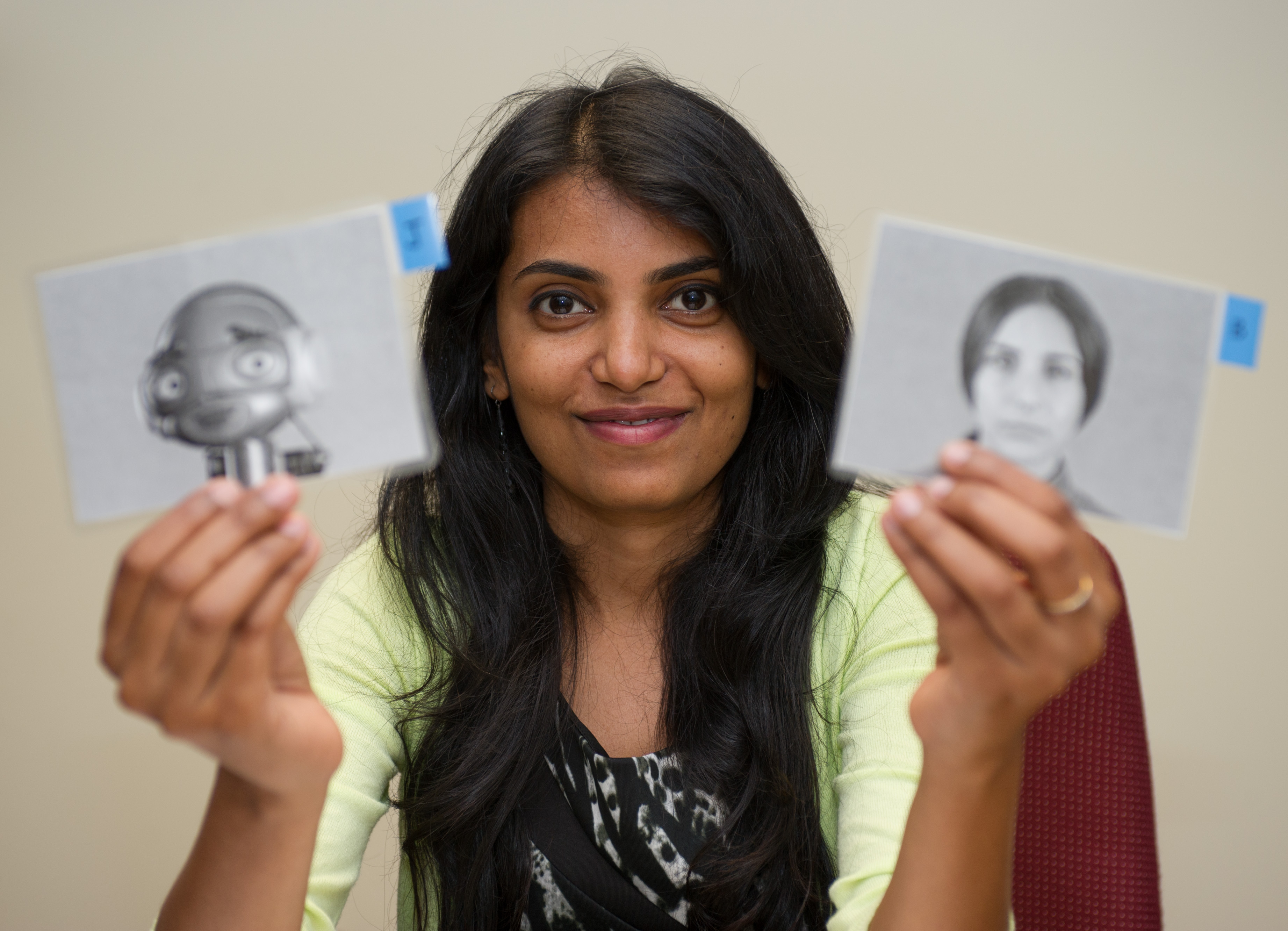 Akanksha Prakash, a graduate student in the School of Psychology, found that people assign emotions to robots, based on their face.